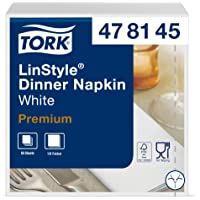 Tork 478145 Linstyle Servilleta para cena blanca-Servilleta Airlaid con plegado americano 1-8 - 1 capa - 12 paquetes x…